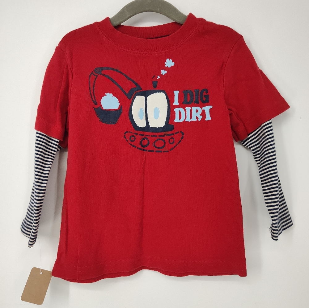 Circo Red Long Sleeve Kids Tee with Excavator Graphic Size 3T